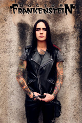 "Rebel" Black Biker with Detachable Sleeves Vinyl Jacket