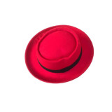 Unisex Red Porkpie Hat with Black Satin Band