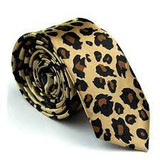 Leopard Print Satin Skinny Neck Tie