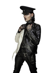 Black & White Vegan Leather Biker Jacket