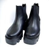 Black Vegan Chunky Heel Platform Chelsea Boots