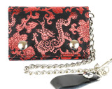 Red Brocade Wallet with Chain