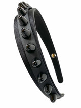 Black Stud Headband With Leather