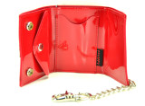 Red Patent Vegan Studded Wallet w/ Chain
