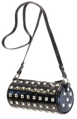 Pyramid Stud Black Crossbody Barrel Bag