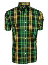 Trojan Black Windowpane Plaid Button Shirt with Handkerchief