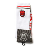 Spitfire - Bighead Fill Embroidered White/Olive/Red Socks