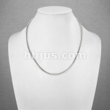 Silver Stainless Steel Square Wheat Chain Necklace with Lobster Clasp