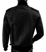 Black Zip-Up Leather Eduardo Aviator Bomber Jacket