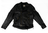 Black Biker Leather Jacket with Pads