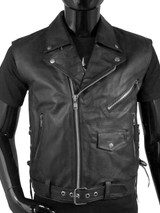 Black Biker Leather Vest