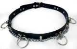 Women's Leather Chained Belt with "O" Rings and Spikes