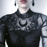 Dark Mirror Horned Black Earrings