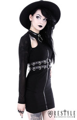 Ring Collared Black Gothic Pencil Dress - NO ESTA EN INV -