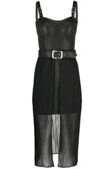 Black Gothic Night Mist Vegan Leather Dress With Overskirt - NO ESTA EN INV -