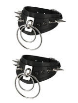 Double Spiked Black Vegan Leather Shoe Cuffs - NO ESTA EN INV -