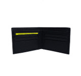 Men's Smooth Black Leather Bi-Fold Wallet