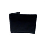 Men's Smooth Black Leather Bi-Fold Wallet