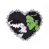 Bride & Frankenstein Stitch Heart Large Embroidered Patch