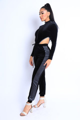 Black Velvet Jogger Bodysuit