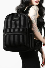 Earn Your Stripes Black Denim Backpack