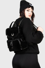 Plush Velvet Nyah Backpack w/ Crescent Moon Appliqué
