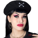 Kreepsville 666 - Skulls And Bones Beret Hat Kreepsville 666 - Skulls And Bones Beret Hat