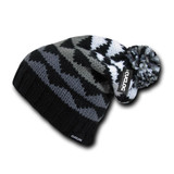 Black, White & Grey Knight Beanie with Pom Pom