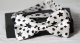 White and Black Stars Bow Tie