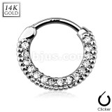 Round Paved Gems 14Kt Gold Septum Clicker