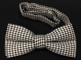 White and Black Small Checkered Bow Tie