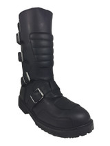 Goose Straped Harness Black Leather Steel Cap Toe Boots
