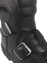 Goose Straped Harness Black Leather Steel Cap Toe Boots