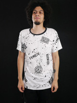 Bee Mistic - White Sickboys with  Black Splatter T-Shirt