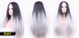 Black and White Tips Long Wig
