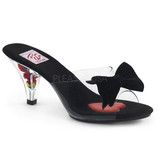 Heart Sole Velvet Bow Platform Heel Slides