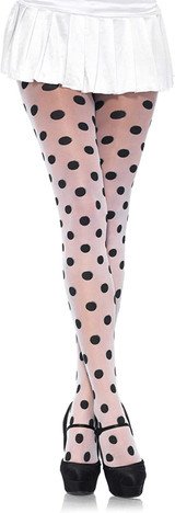 White Sheer Polka Dot Pantyhose