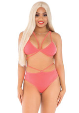Coral Cage Strap Bra and Panty Set