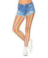 Rainbow Striped Fishnet Tights