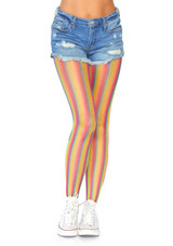 Rainbow Striped Fishnet Tights