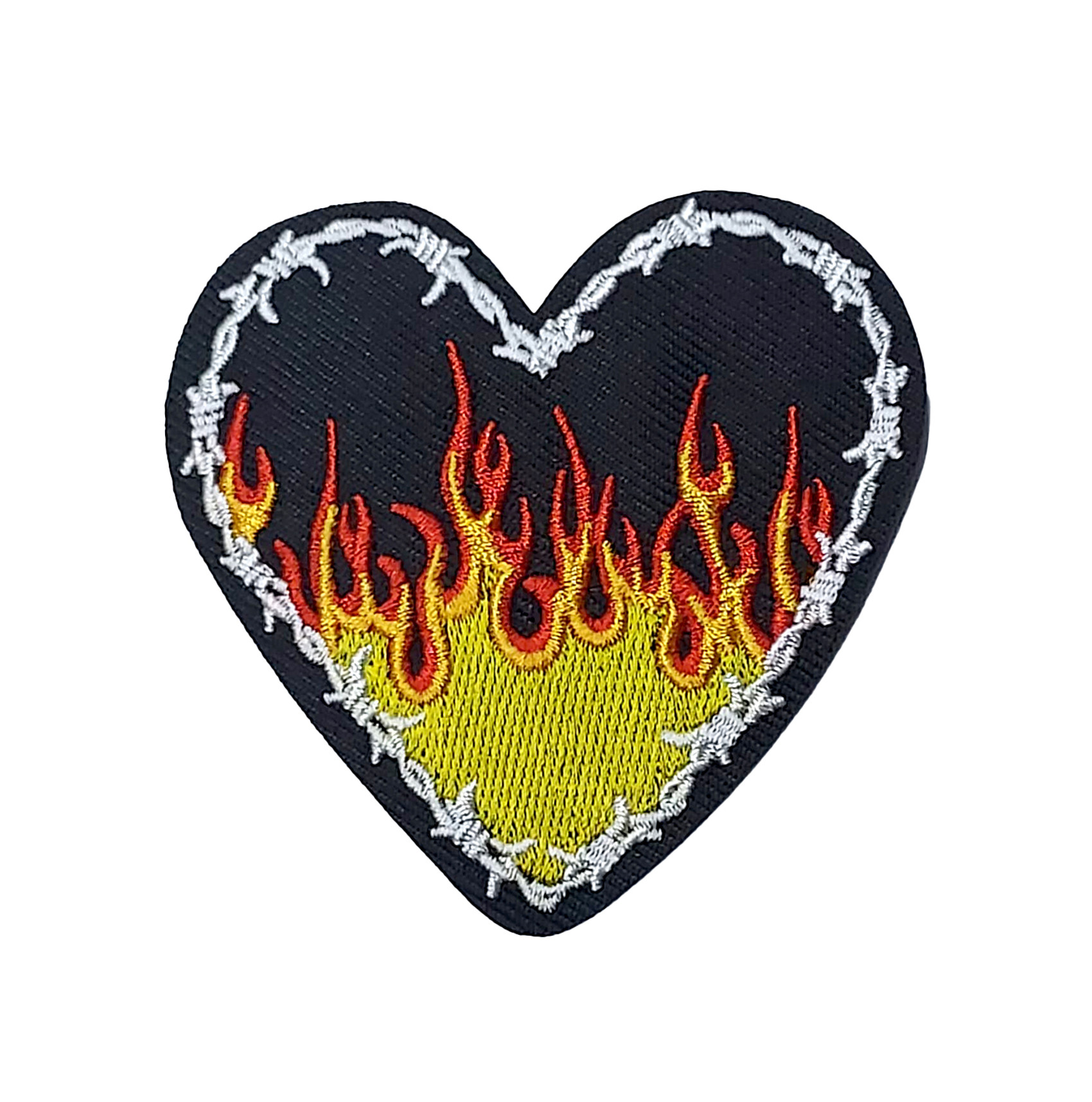 Flaming Heart 3x2.5" Embroidered Patch