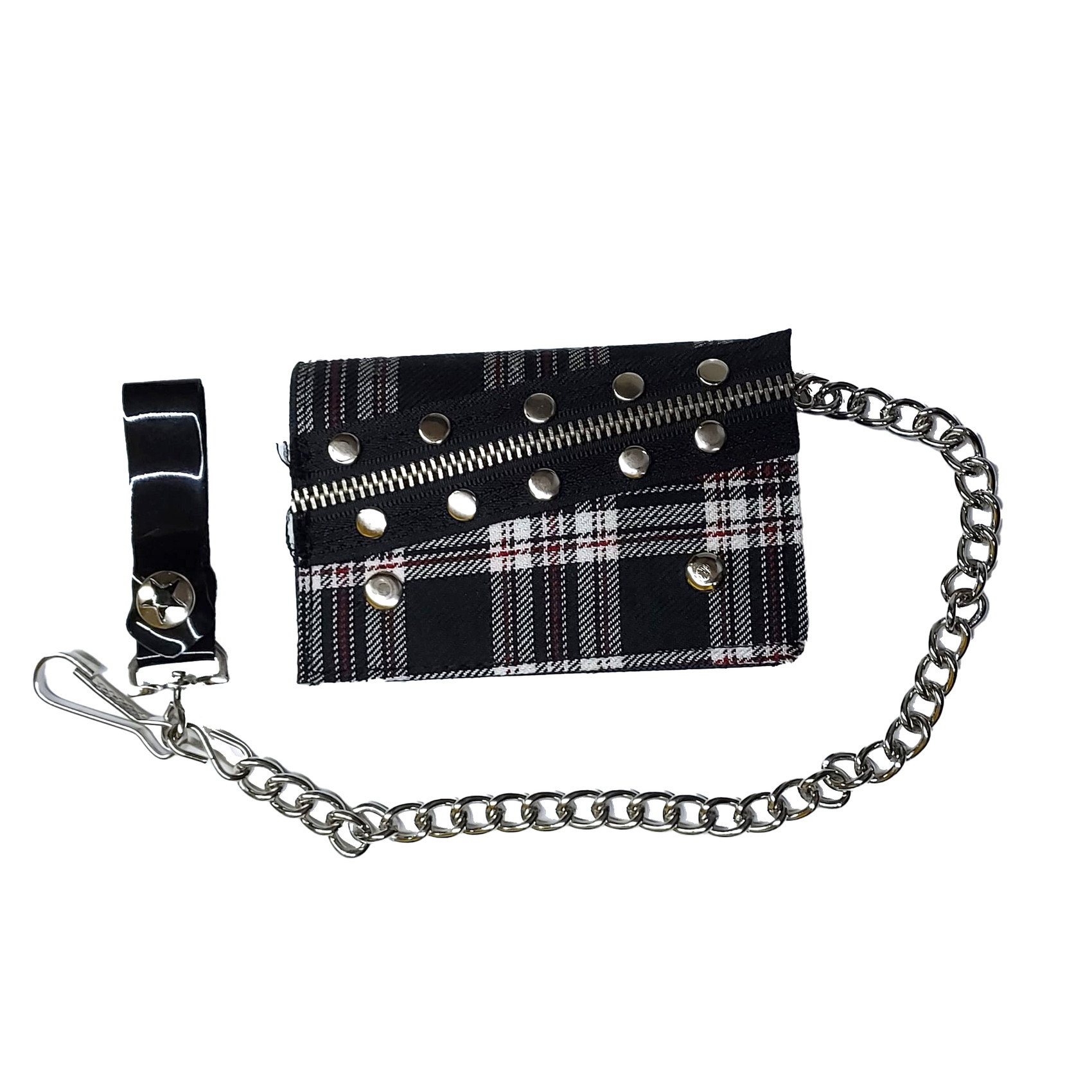 Black Riveted Zipperhead Tri-Fold Wallet