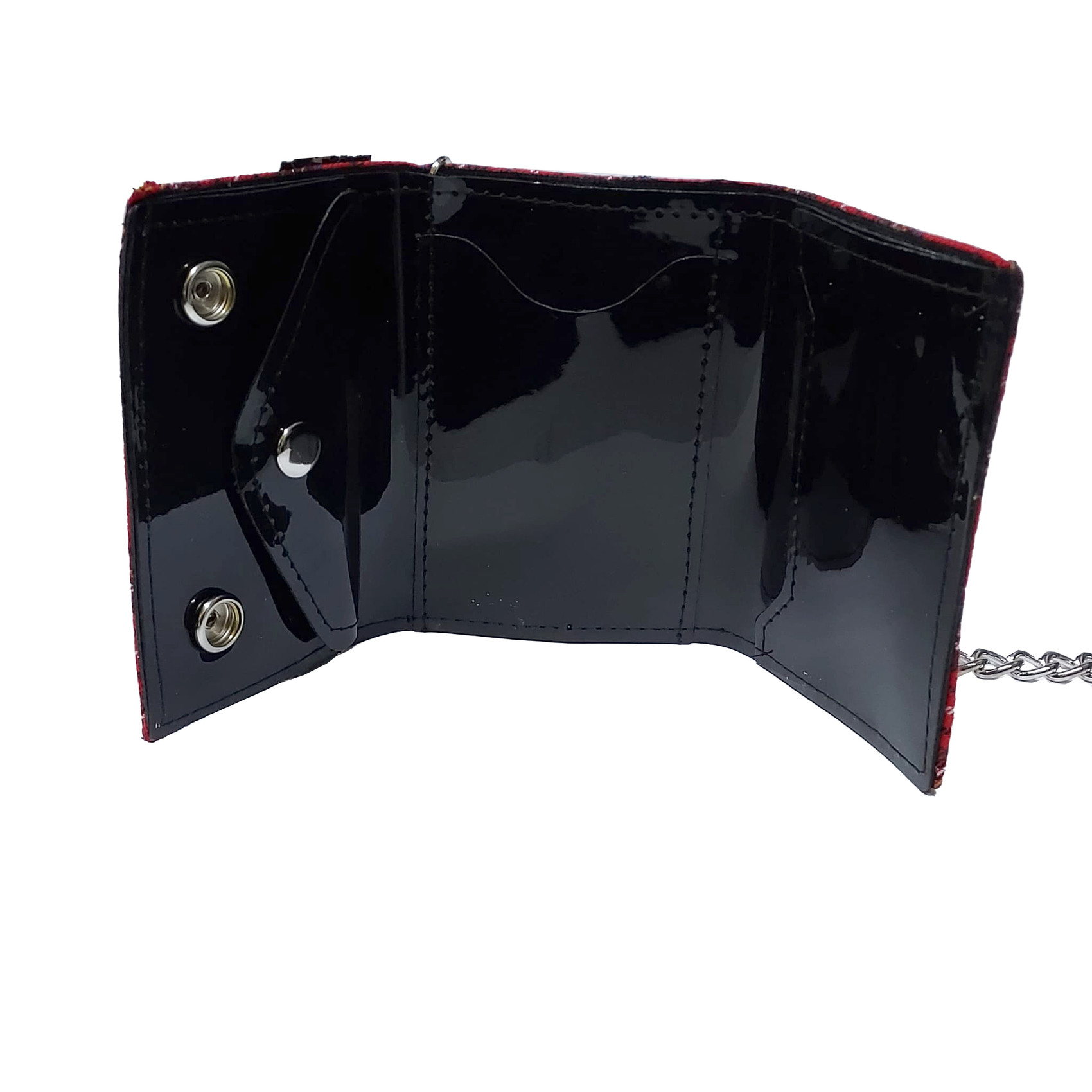 Red Riveted Zipperhead Tri-Fold Wallet
