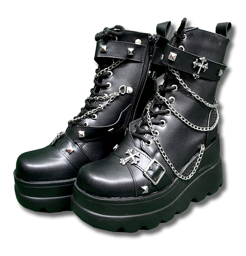 Black Chained Platform Boots