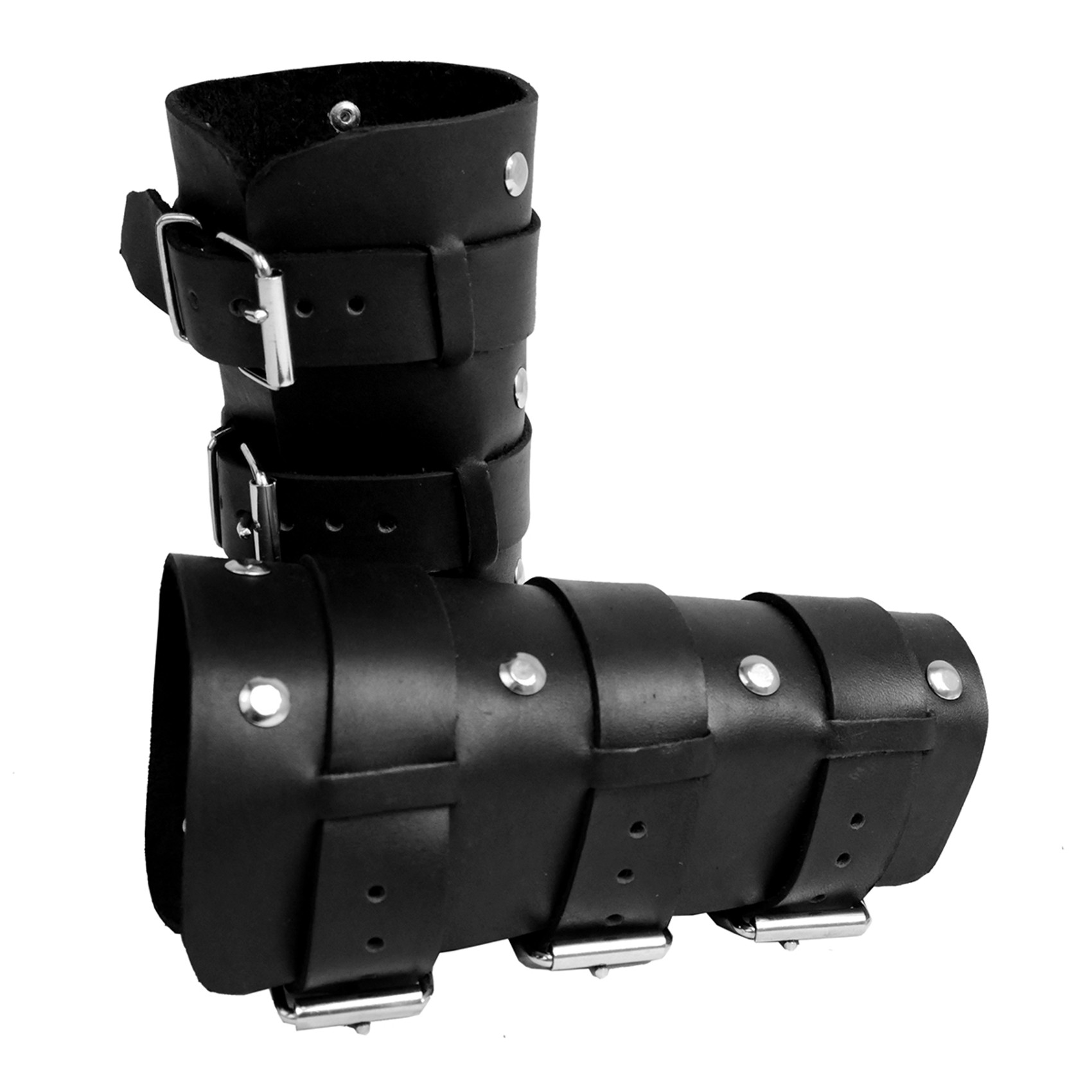 Road Warrior - Pair of Leather Bracelets with Metal Rivets