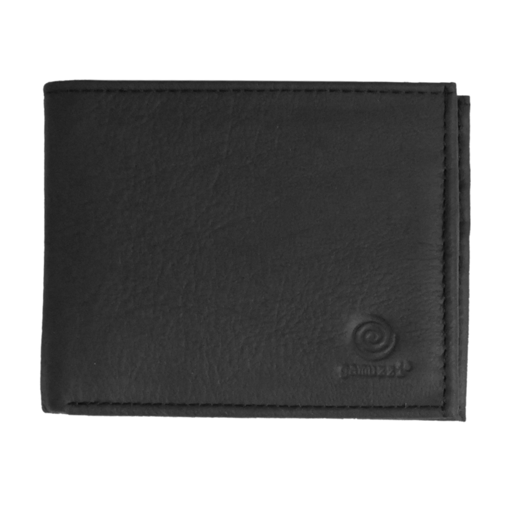 Men's Bi Fold Black Leather Wallet w/ Flap