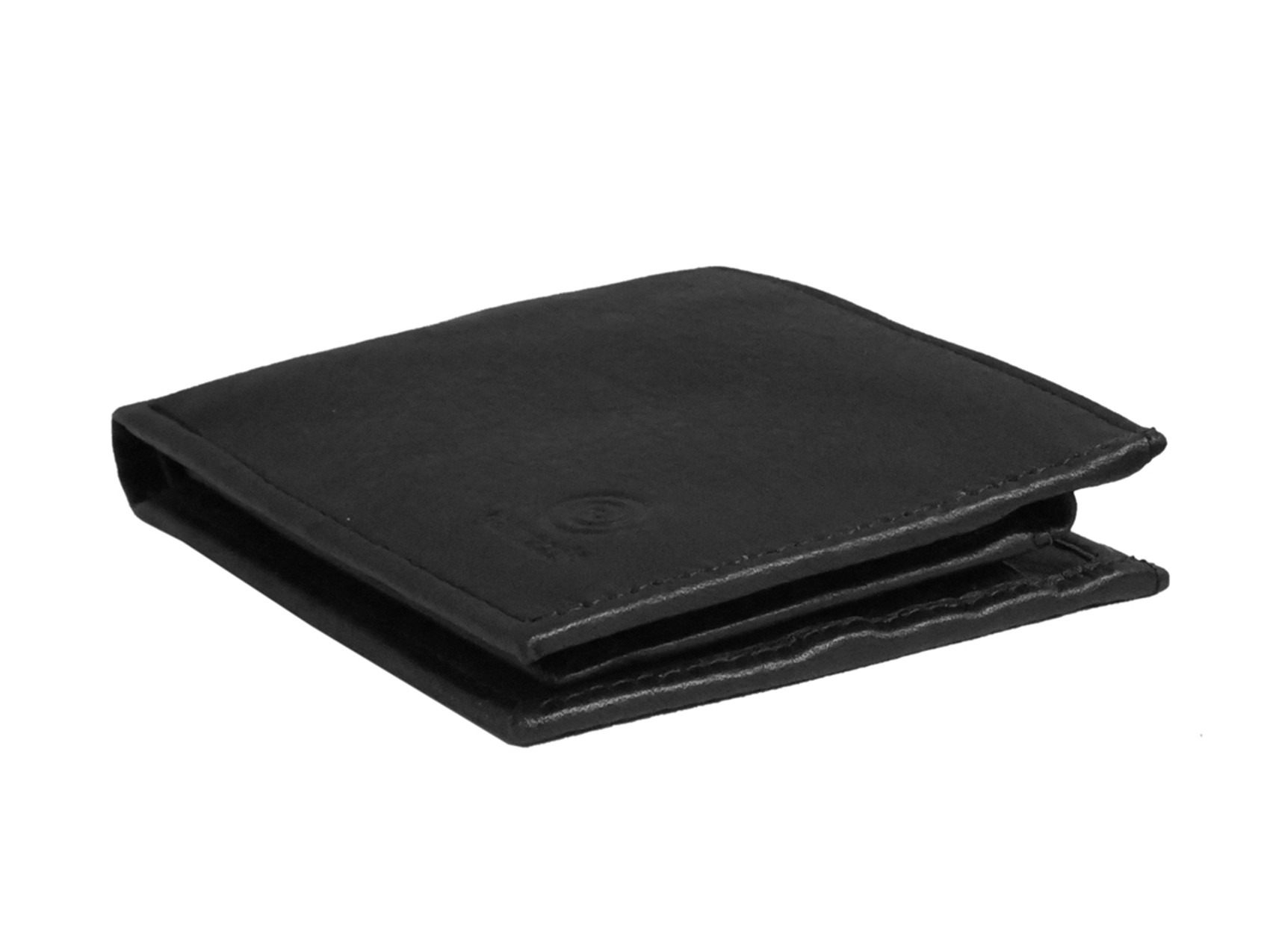 Men's Bi Fold Black Leather Wallet w/ Picture Flap