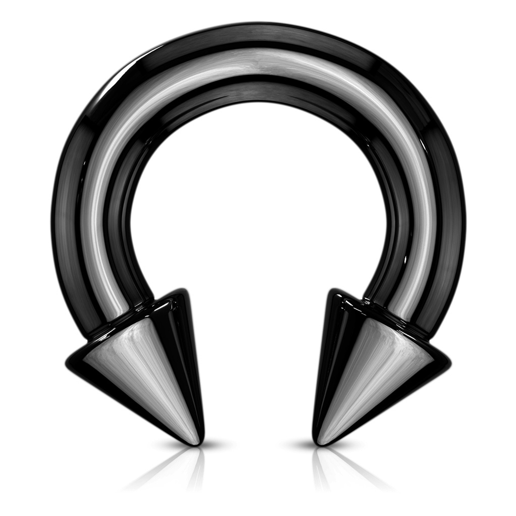 2x Horse Shoe Titanium IP Over 316L Surgical ST-shirtl w/Cone in Black