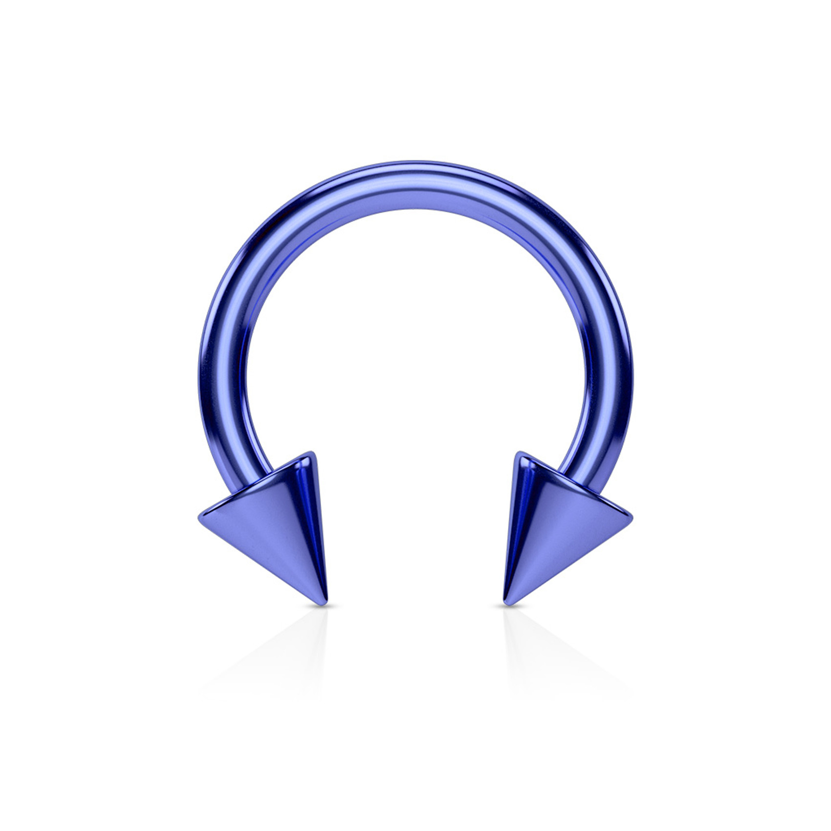 2x Horse Shoe Titanium IP Over 316L Surgical Steel w/Cone in Blue