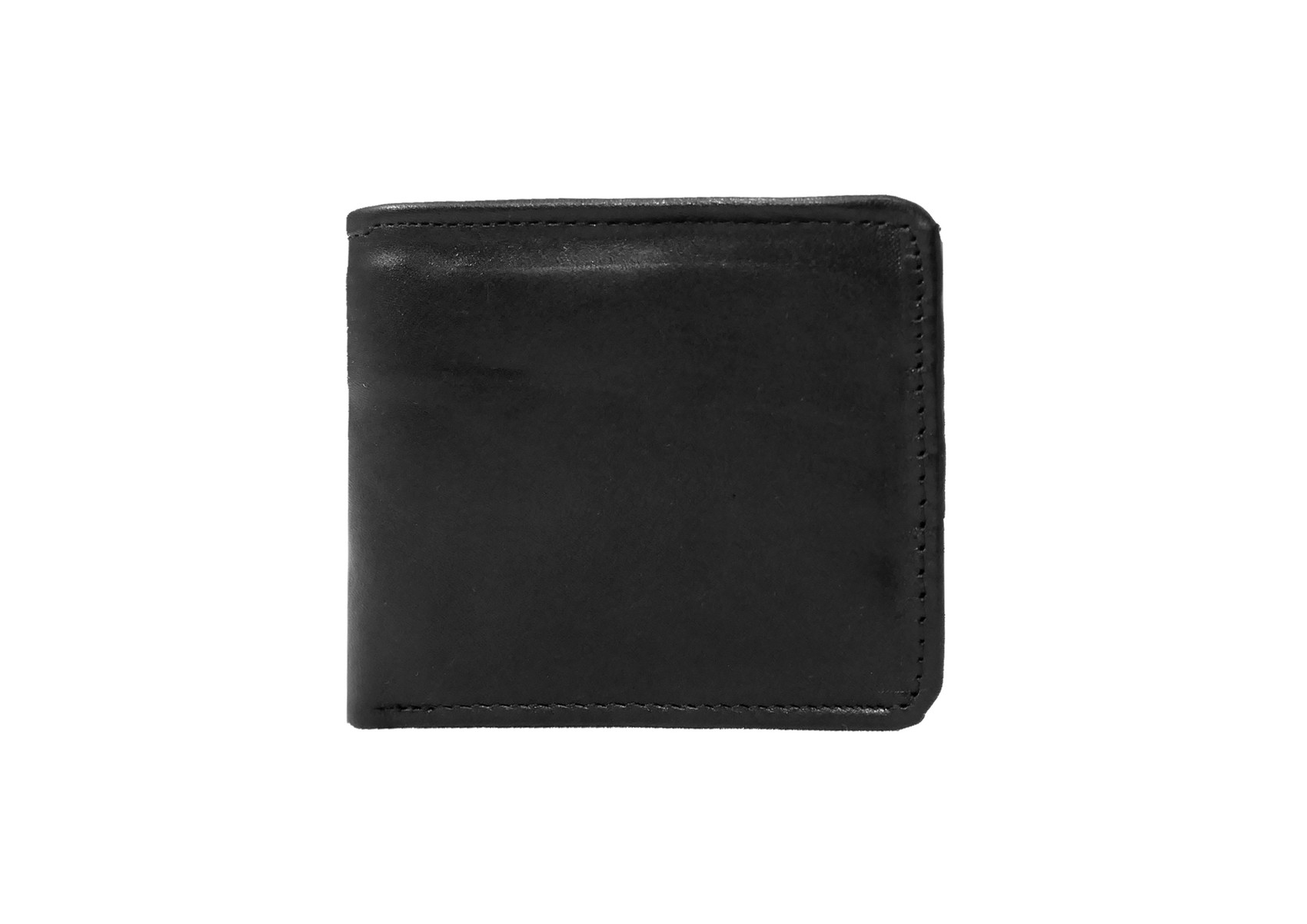Men's Black Bi Fold Leather Wallet w/ Picture Flap